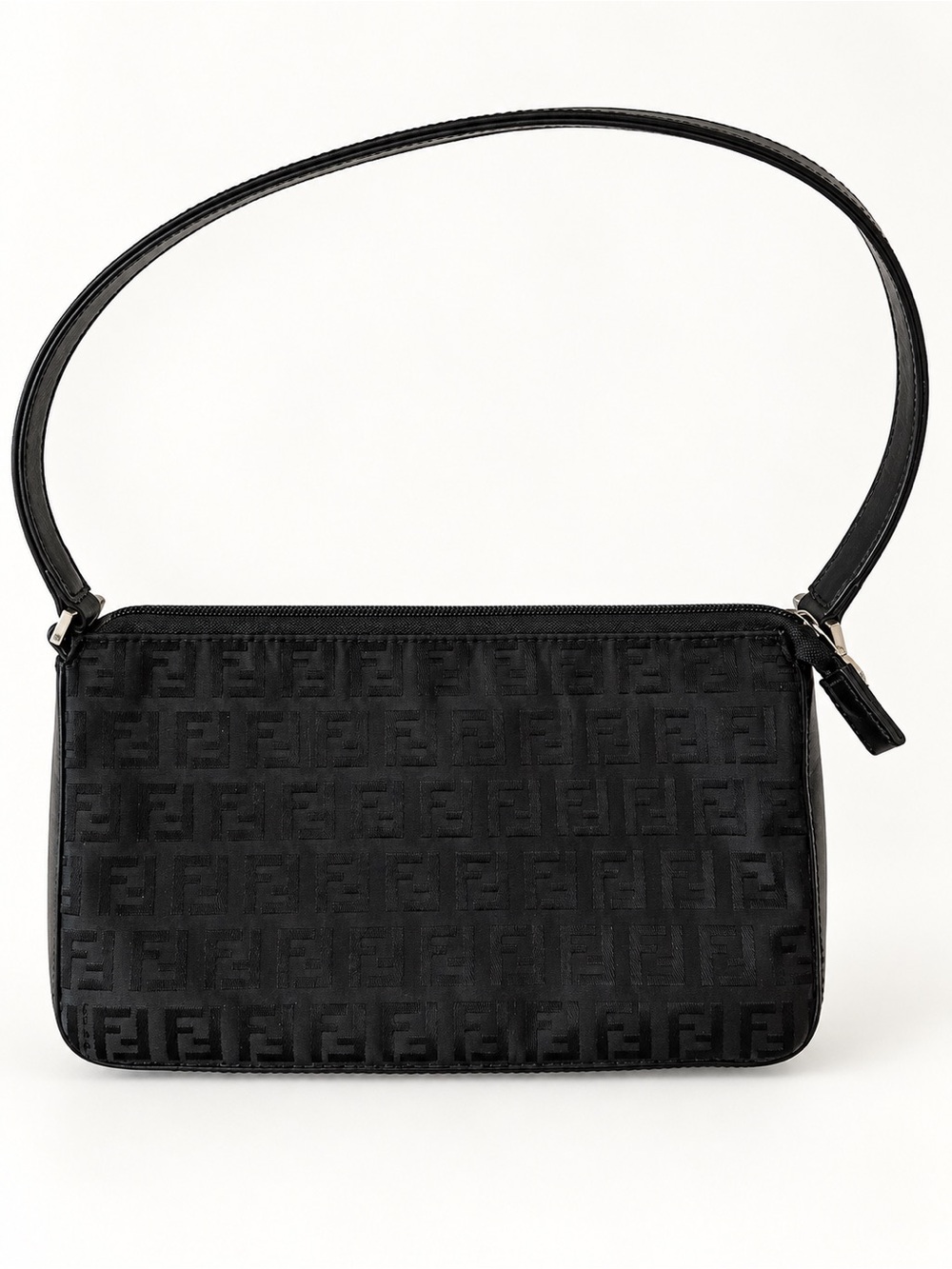 Vintage Fendi mini shoulder bag featuring the iconic black-on-black Zucchino FF